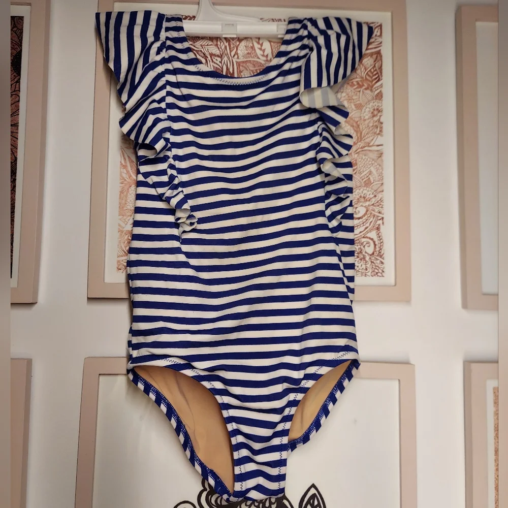 ⭐️ 5/$30 J. CREW size 4-5 blue striped swimsuit